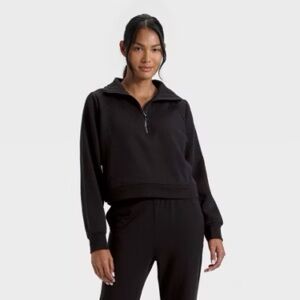 All In Motion™ Women's Active Comfort 1/2 Zip Pullover Sweatshirt - Black XS
